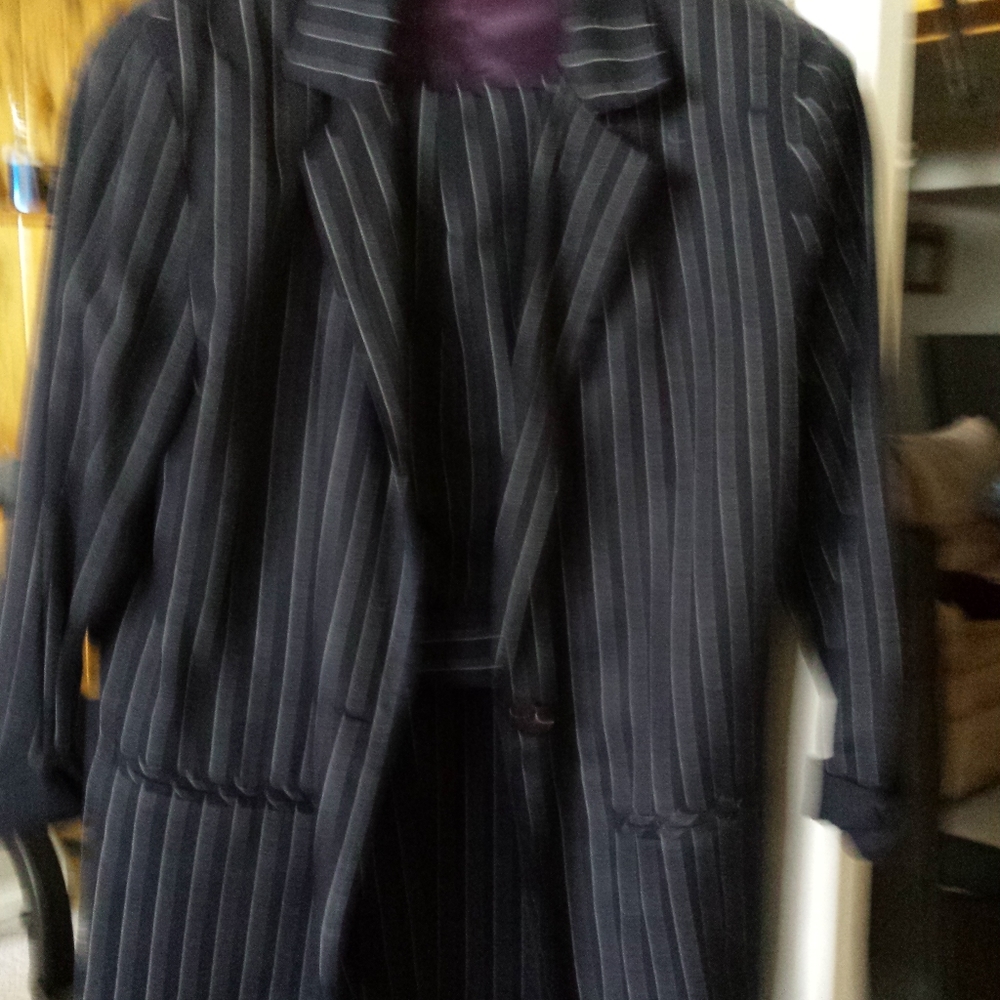 Black pinstripe suit